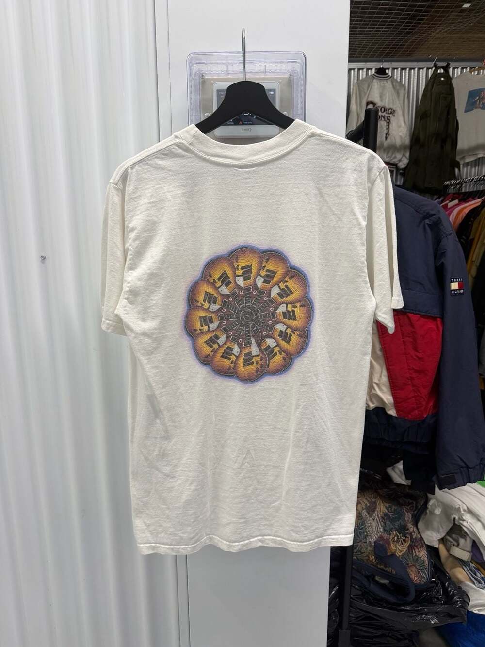 Vintage 90s Hard Rock Cafe Cozumel Graphic T-Shirt Guitar Mandala Print